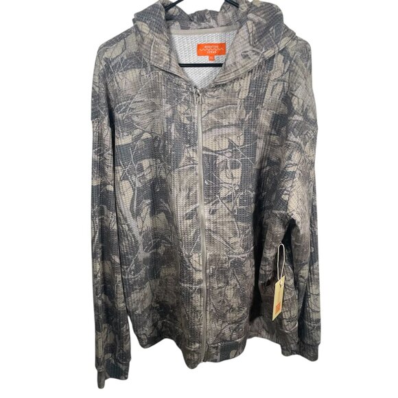 Negative Space Full Zip Camo Waffle Knit Hoodie Mens XL Sweashirt New NWT - Picture 1 of 6